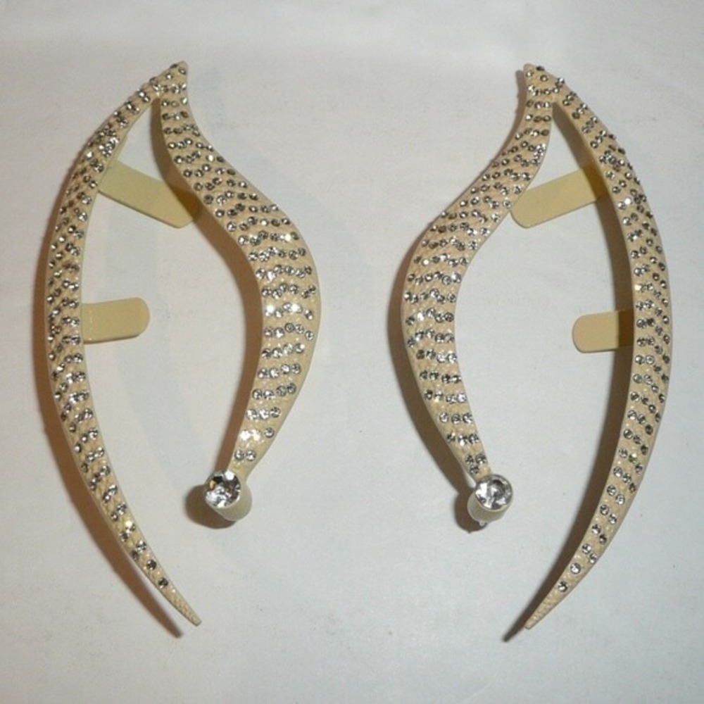 STAR TREK Cosplay Cuff Earrings Vulcan Ears Spock Elf Glass Gems Costume Bling - Picture 7 of 8